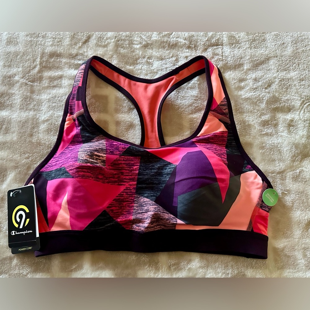 Champion Women's Geometric Pink and Purple Sports Bra